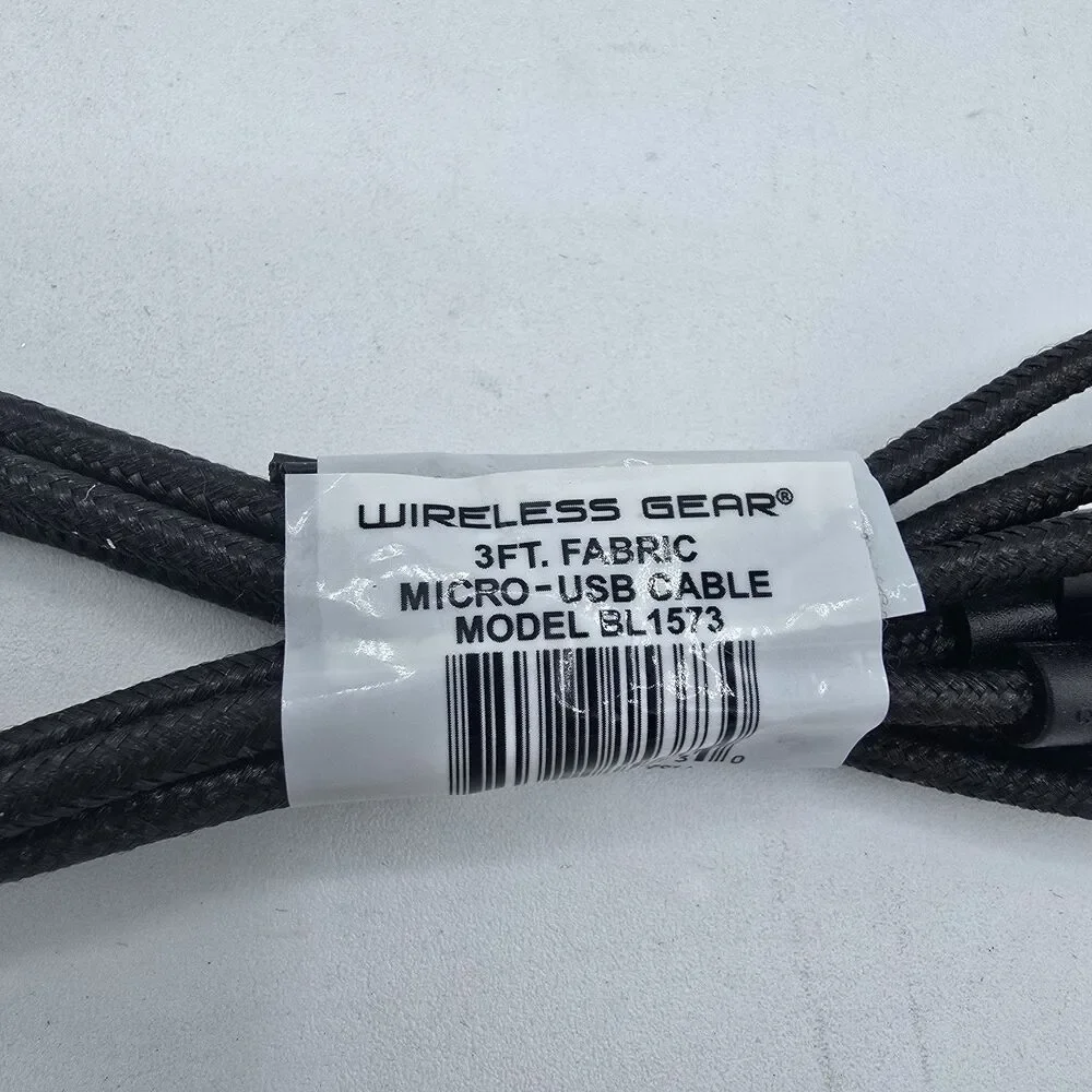 Wireless Gear 3FT Micro USB Fabric Cable - Black